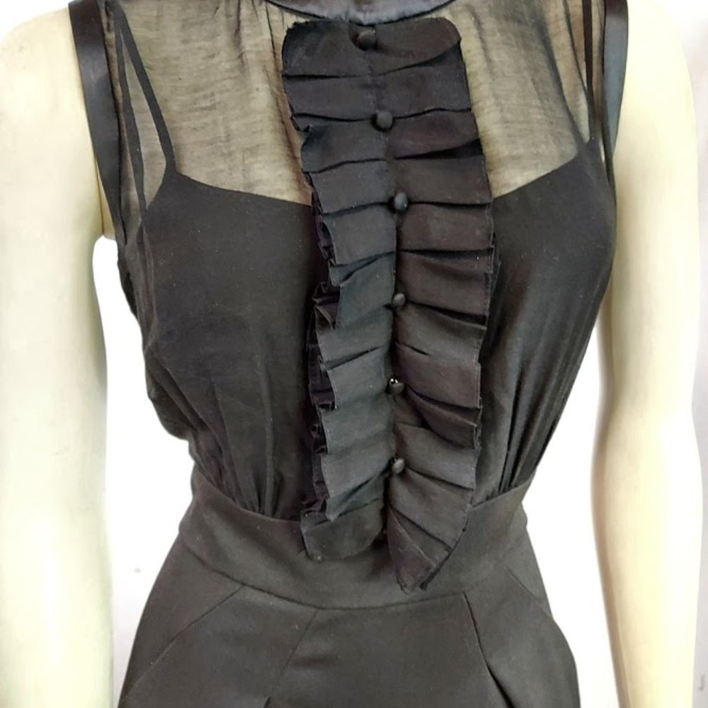 Bcbgmaxazria Tux Ruffle Front Sheer Sheath Dress 4 - image 3